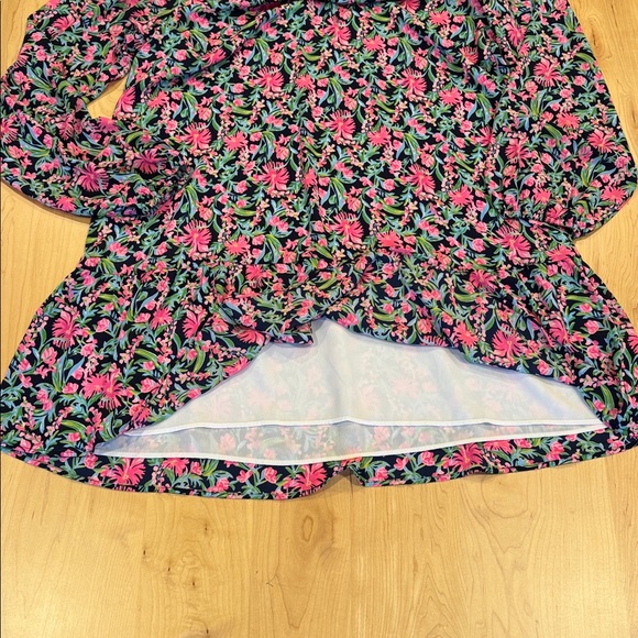 Women’s Lilly Pulitzer Lucee Floral Print Long Sleeve Dress Navy Garden, Large - Picture 10 of 16